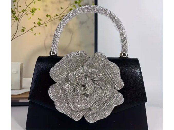 Kabelka černá s květem