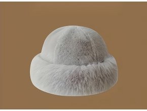 TOP kožešinová světle šedivá čepice ve stylu stříbrná liška