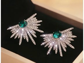 Elegantní štrasové náušnice zelená