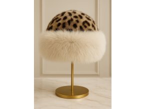 Kožešinová čepice světlý leopard