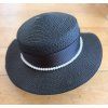 Elegantní letní klobouk černý s perlou