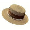 Elegantní letní klobouk hnědý s perlou