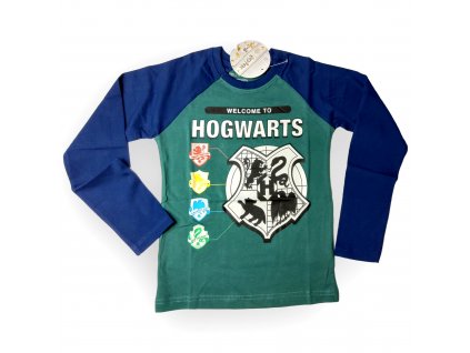 Harry Potter chlapčenské tričko s dlhým rukávom zeleno modré