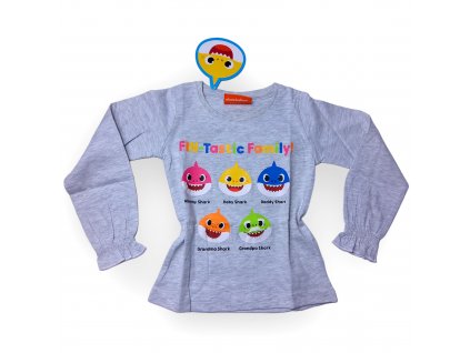 Baby Shark dievčenské tričko s dlhým rukávom sivé Family