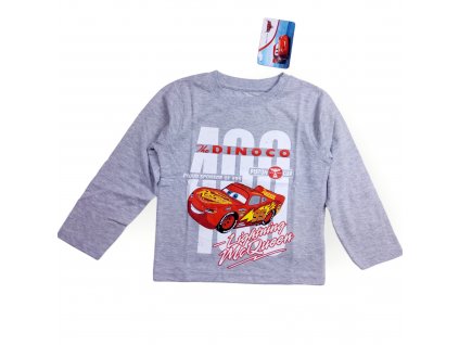 Cars McQueen chlapčenské tričko s dlhým rukávom sivé