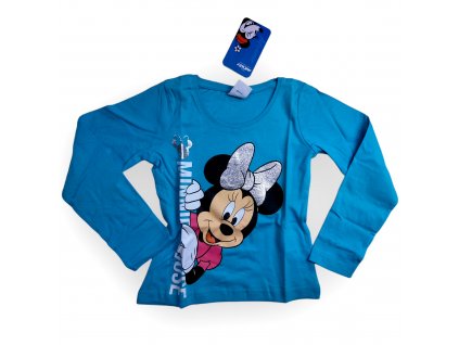 Minnie Mouse dievčenské tričko s dlhým rukávom modré