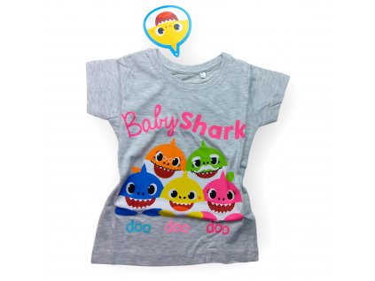 Baby Shark detské tričko letné dievčenské sivé