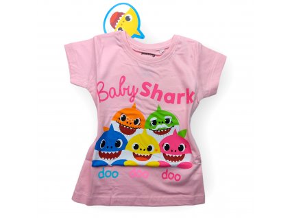 Baby Shark detské tričko letné dievčenské ružové