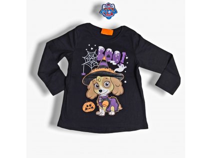 Paw Patrol dievčenské tričko s dlhým rukávom čierne