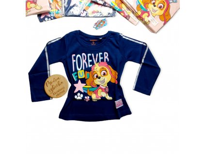 Paw Patrol dievčenské tričko s dlhým rukávom modré