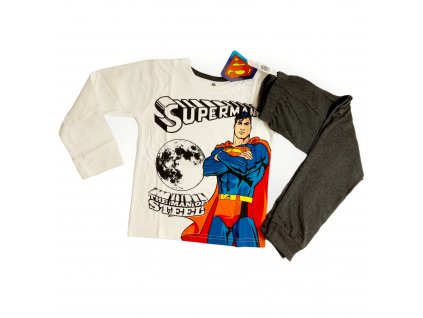Superman chlapčenské pyžamo bielo sivé