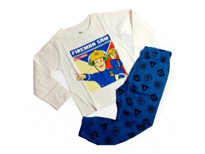 Požiarnik Sam chlapčenské pyžamo bielo modré