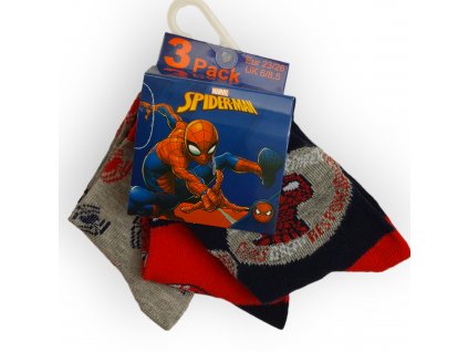 Spiderman chlapčenské ponožky 3 páry červené vysoké