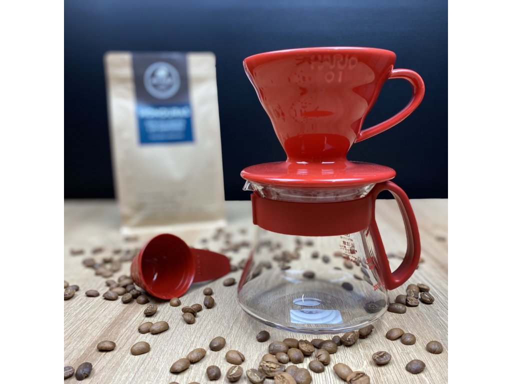 Hario sada V60 Dripper & Pot červená Mohaji.cz