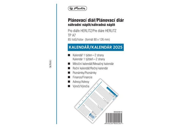 tydenni napln do krouzkoveho diare a7 herlitz na rok 2025