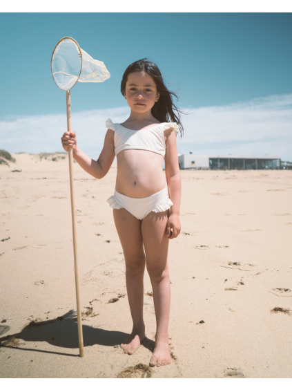 Bíle bikiny s volánky