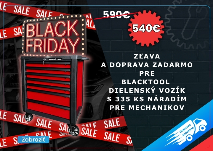Blacktool Dielenský vozík s 335 ks náradím pre mechanikov