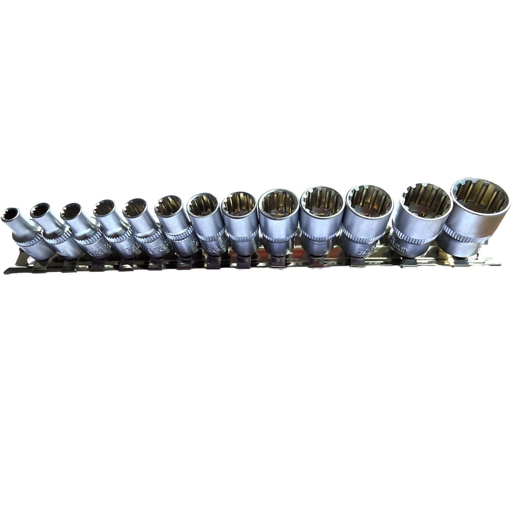 Sada nástrčných kľúčov SPLINE 1/4" 13 ks na lište Magnus MGS13776