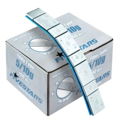 Balenie hranatých lepiacich závaží 100 prúžkov 4x5 g + 4x10 g