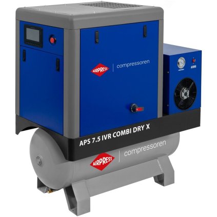 Skrutkový kompresorAPS 7,5 / 200 IVR Combi Dry X 10 bar 5,5 kW 760 l/min 200l 369957-IVR