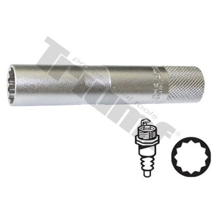 Nástrčná hlavica na zapaľovacie sviečky 3/8", 14 mm, 6-hran, dlhá, CRV, TRIUMF