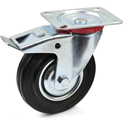 Otočné koliesko s brzdou 125 mm oceľ / guma