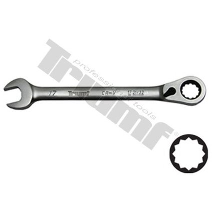 Kľúč račňový očkoplochý profil mierne vyhnutý s prepínacou páčkou, 17 mm - 21/32" x E21 TRIUMF T22322