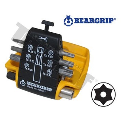 Sada bitov Torx  vŕtané +magnentický držiak bitov "ClipPac" 3047 / 7 - dielna TRIUMF T30516