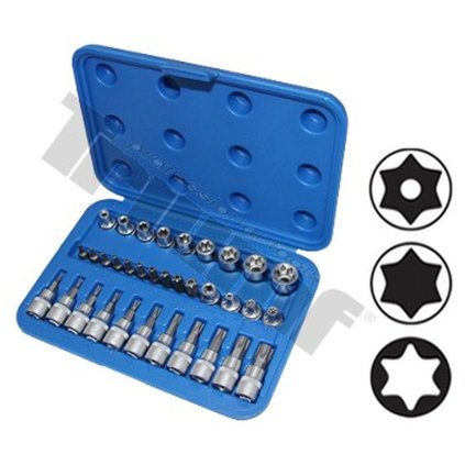 Sada Torx bitov a E - hlavíc v 3/8", 34 - dielna TRIUMF T23105