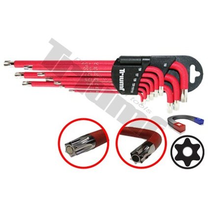 extra dlhá sada torx T15 - T 50 s magnetom na dlhej strane a poplastované, vŕtané, 9-dielna TRIUMF T24111