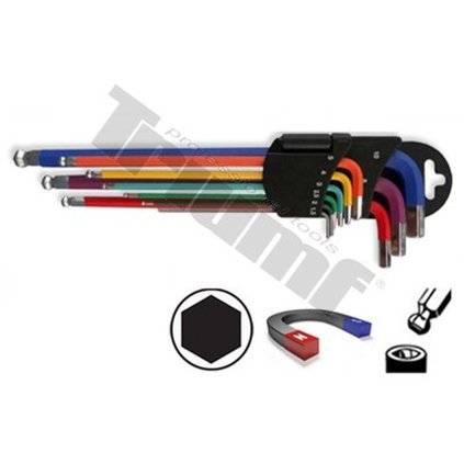 Extra dlhá sada torx T15 - T 50 s magnetom na dlhej strane a poplastované, vŕtané, 9-dielna TRIUMF T29839