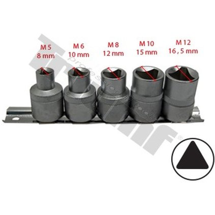 Sada 1/2" hlavíc 5-dielna, trojuholníkový tvar  M5-12mm null TRIUMF T30476