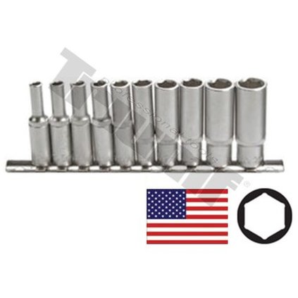 Sada predĺžených hlavíc 6 - hranných, 1/2" vstup, palcové miery, 10 - dielna null TRIUMF T27854