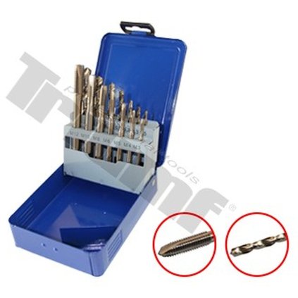 Sada strojných závitníkov M3-M12 a vrtákov HSS E DIN 371/376B. TRIUMF T34800