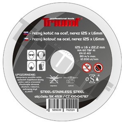 125 x 1,6 kotúč rezný na oceľ TRIUMF T4531