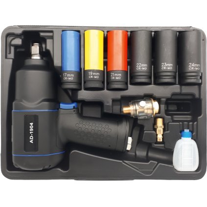 Sada pneumatický rázový uťahovák 1/2'' 1490 Nm kompozitný + nástrčné kľúče MA1904-Z6