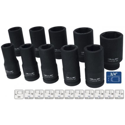Nástrčná hlavica 3/4", 22 mm, 6-hran, dlhá, CR-MO, ADLER