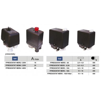 Tlakový spínač pre kompresor  NEMA-20 A / 230 V  ( presostat )
