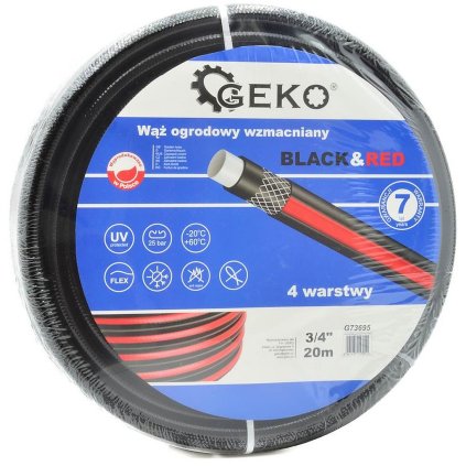 Záhradná hadica zosilnená ČIERNA & ČERVENÁ 3/4 "50 m G73697