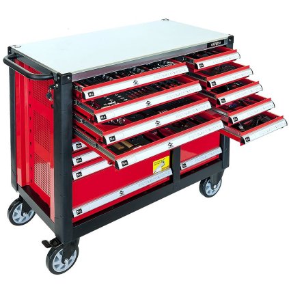 Airpress Dielenský vozík s náradím 447 ks 16 zásuviek 79609