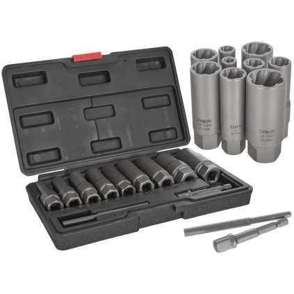 Sada dlhých nástrčných kľúčov na zlomené skrutky, 11 ks. 6-19 mm CR-MO (10) T00130