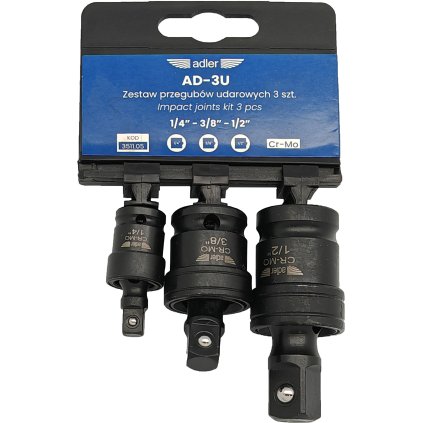 Sada 3 guľových úderových kĺbov 1/2", 3/8", 1/4" 3511.05