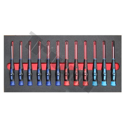 Modul mikro skrutkovačov Torx T5,T6,T7,T8,T9,T10, ploché PL 2,2.4,3, krížové PH00,PH0,PH1, 12 dielna T38276