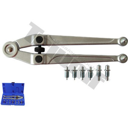 Nastaviteľný kľúč na matice s kruhovými otvormi, plus sada adaptérov T6285