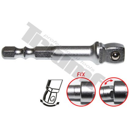 Adaptér výkyvný 1/4" 6hran vstup na 1/4" 4hran výstup, dĺžka 65mm, zo sady 38103 - 1/4" 6 hran vstup na 3/8" 4 hran výstup, dĺžka 65 T37144