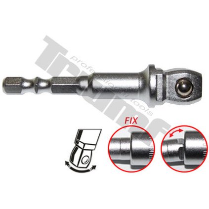 Adaptér výkyvný 1/4" 6hran vstup na 1/4" 4hran výstup, dĺžka 65mm, zo sady 38103 - 1/4" 6 hran vstup na 1/2" 4 hran výstup, dĺžka 72 T37145