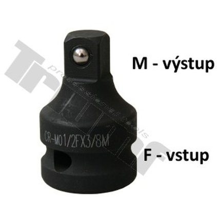 Redukcia kovaná, vstup 1/4" - výstup 3/8"  - vstup 1/2" - výstup 3/8" T27255