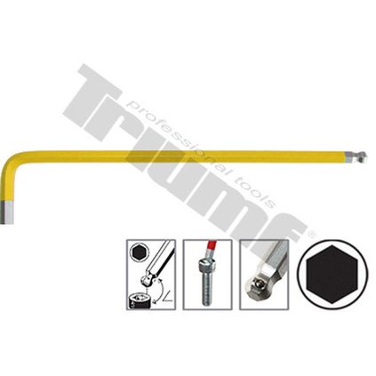 Kľúč inbus "L" s guličkou, extra dlhý 2311XL - 1,5 mm, farebný povlak, neutral - 4,0 mm T45353