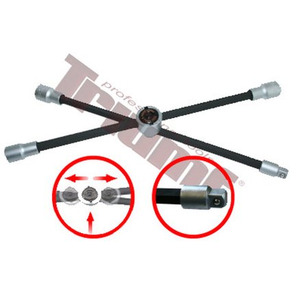 Kľúč krížový na kolesá skladací, štvorhran, dĺžka 40cm - 600 mm T24230
