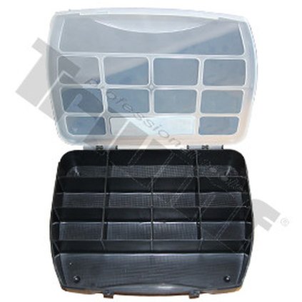 Plastový organizér DOMINO 8, 190x155x37mm , 8-dielny, neprestaviteľné priehradky, prázdny - 250 x 200 x 45 mm T40099